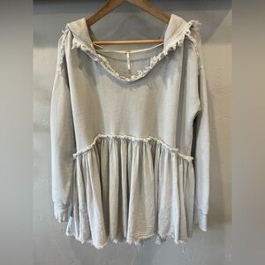 Free people Summer dreams peplum Hoodie gray size XS retail $148